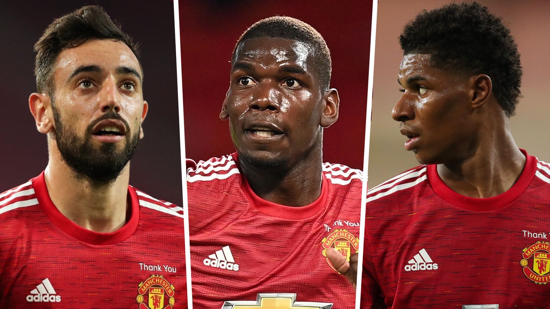 Bruno Fernandes Paul Pogba Marcus Rashford Man Utd 2020-21