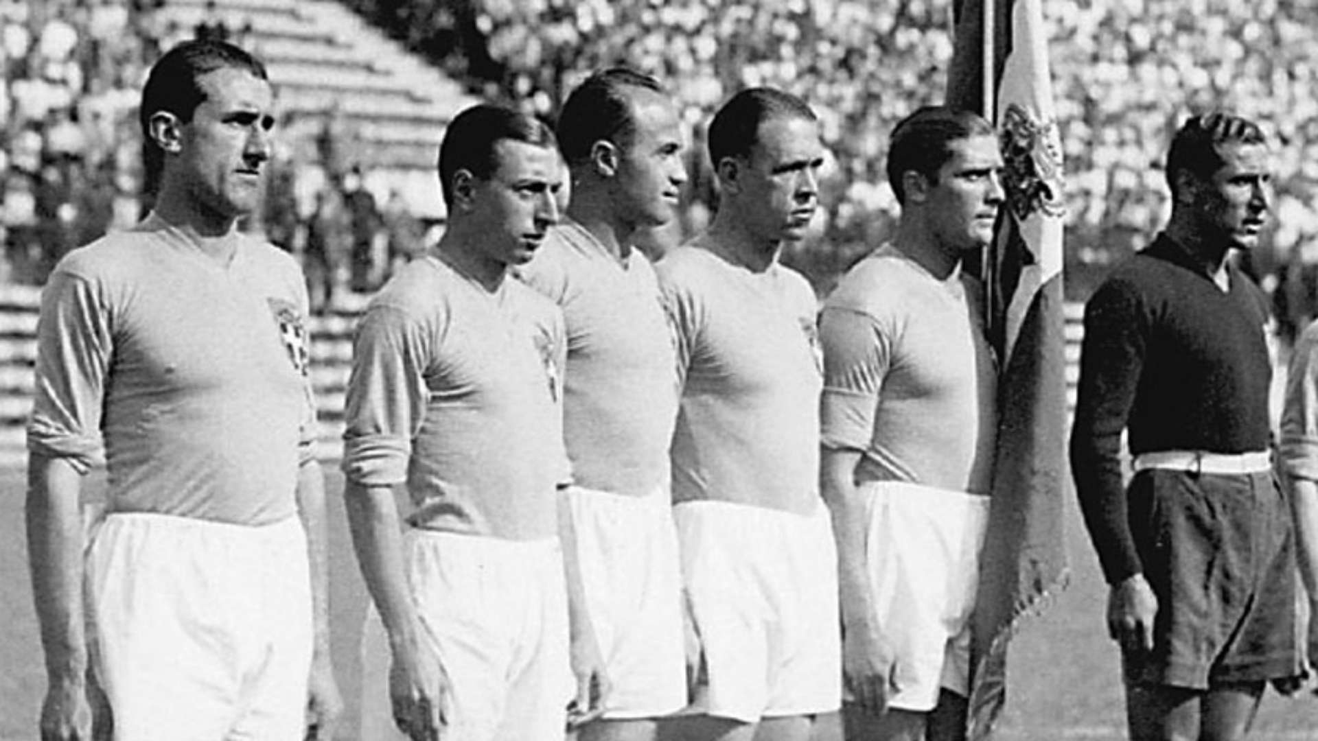 Angelo Schiavio Raimundo Orsi Giovanni Ferrari Enrique Guaita Giuseppe Meazza Italy 1934 World Cup 06101934