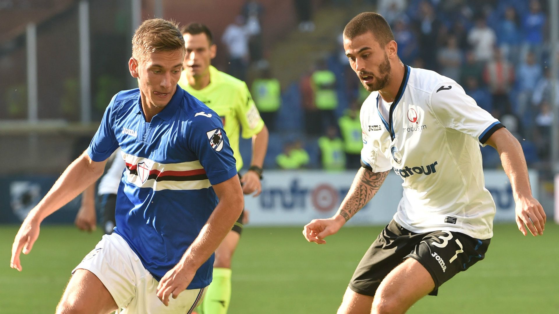 Dennis Praet, Leonardo Spinazzola, Sampdoria, Atalanta, Serie A, 15102017