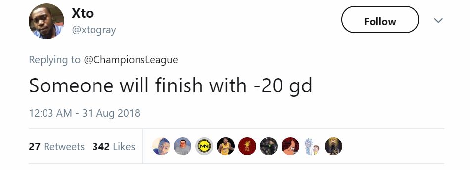 Reaction UCL 2018-19 Draw