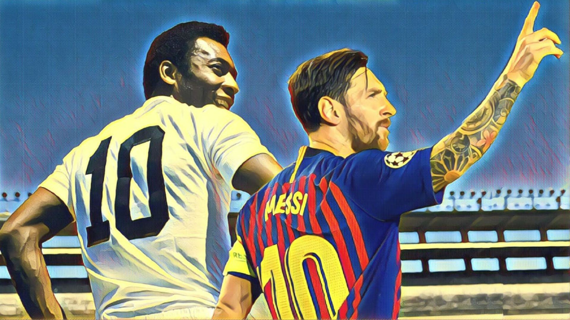 GFX Messi pelé Santos Barcelona 11 01 2019