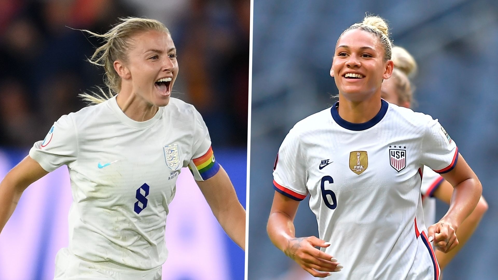 Leah Williamson Trinity Rodman England USWNT Women split