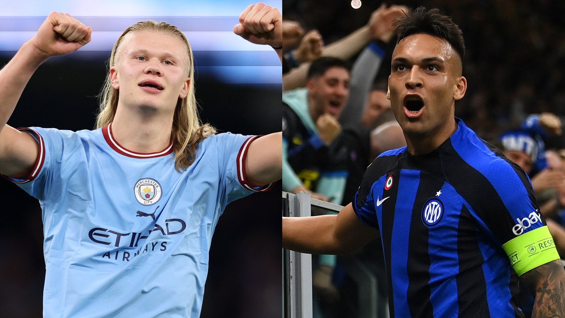 Haaland Lautaro Martinez Manchester City Inter