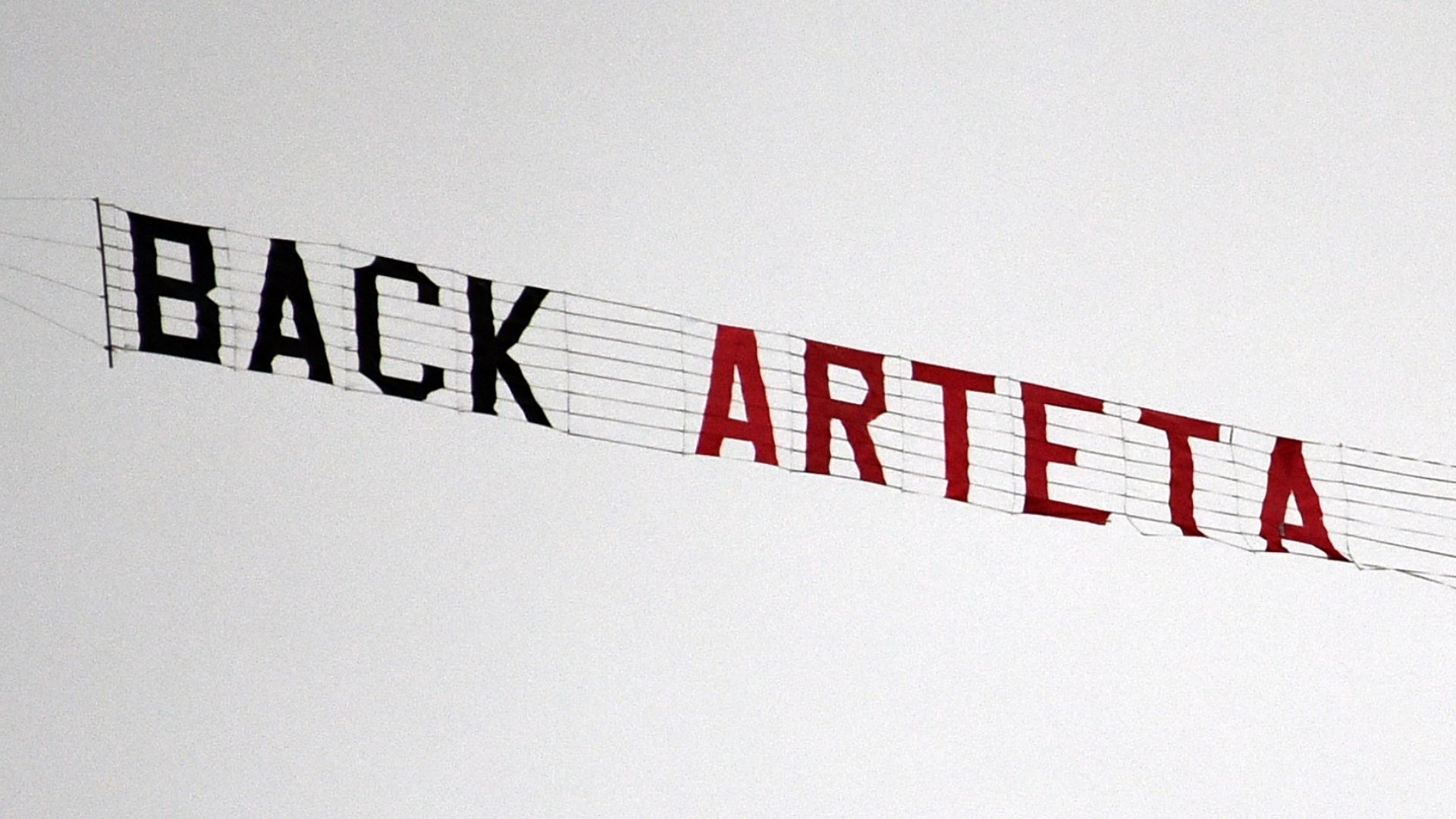 Back Arteta banner, Villa Park, Arsenal