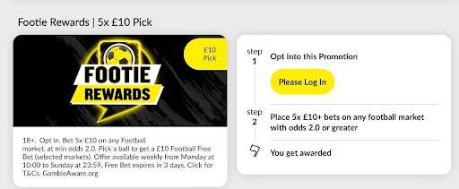 talkSPORT BET Footie Rewards 5 x 10