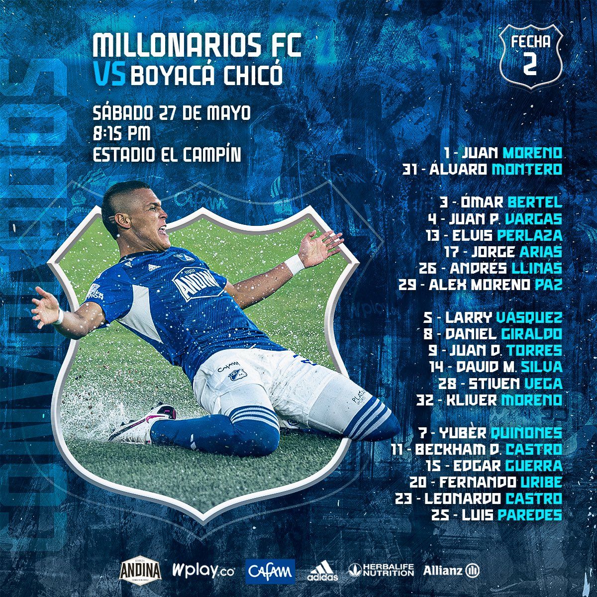 Convocados Millonarios Fecha 22 Liga BetPlay 2023