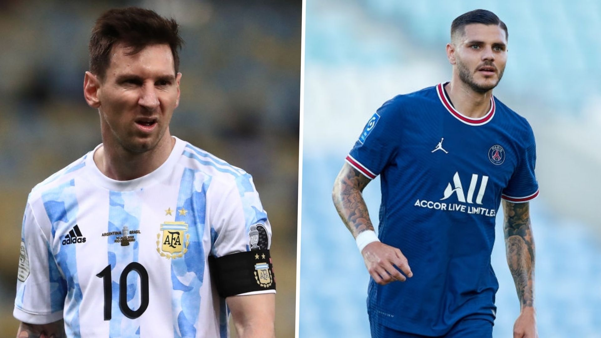 Lionel Messi con Argentina y Mauro Icardi con el PSG