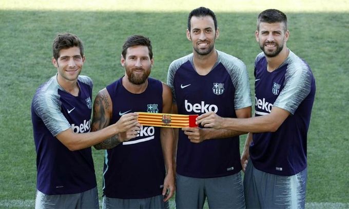 Leo Messi, Sergio Busquets, Gerard Piqué and Sergi Roberto