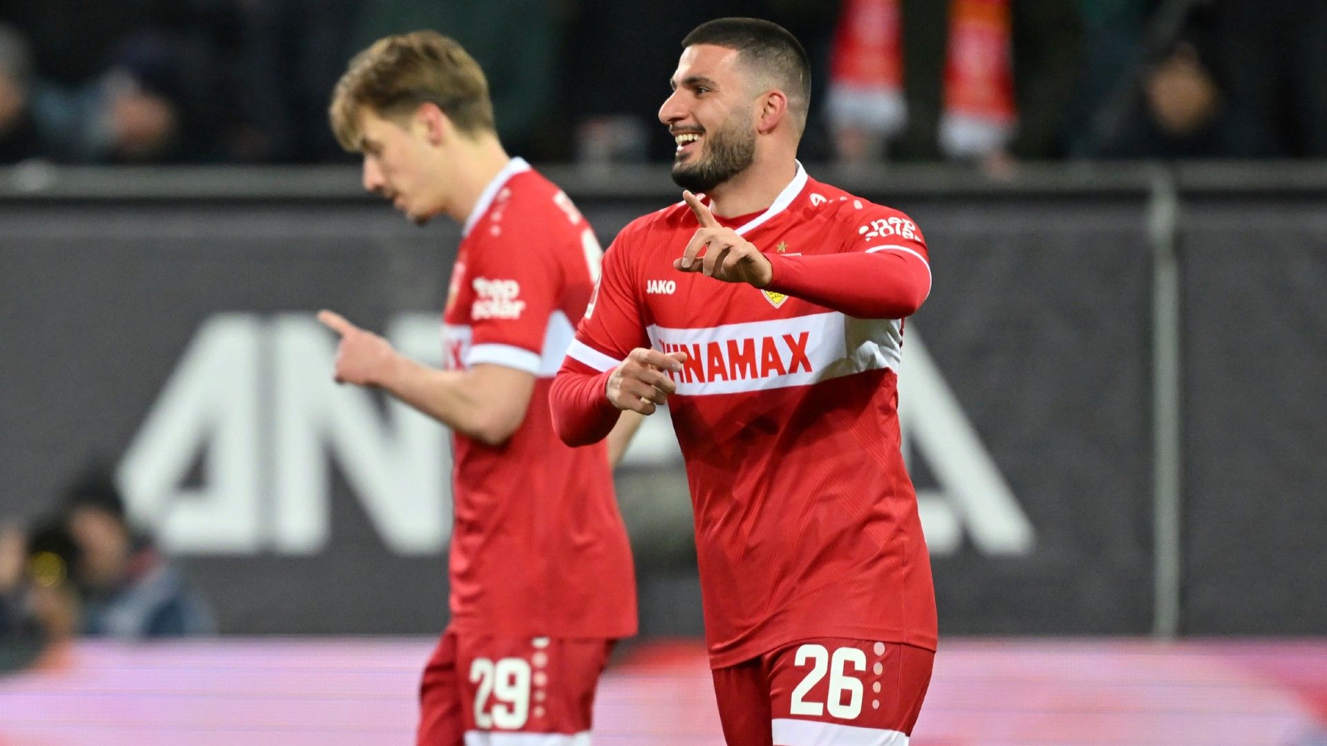 Deniz Undav of VfB Stuttgart celebrates scoring 