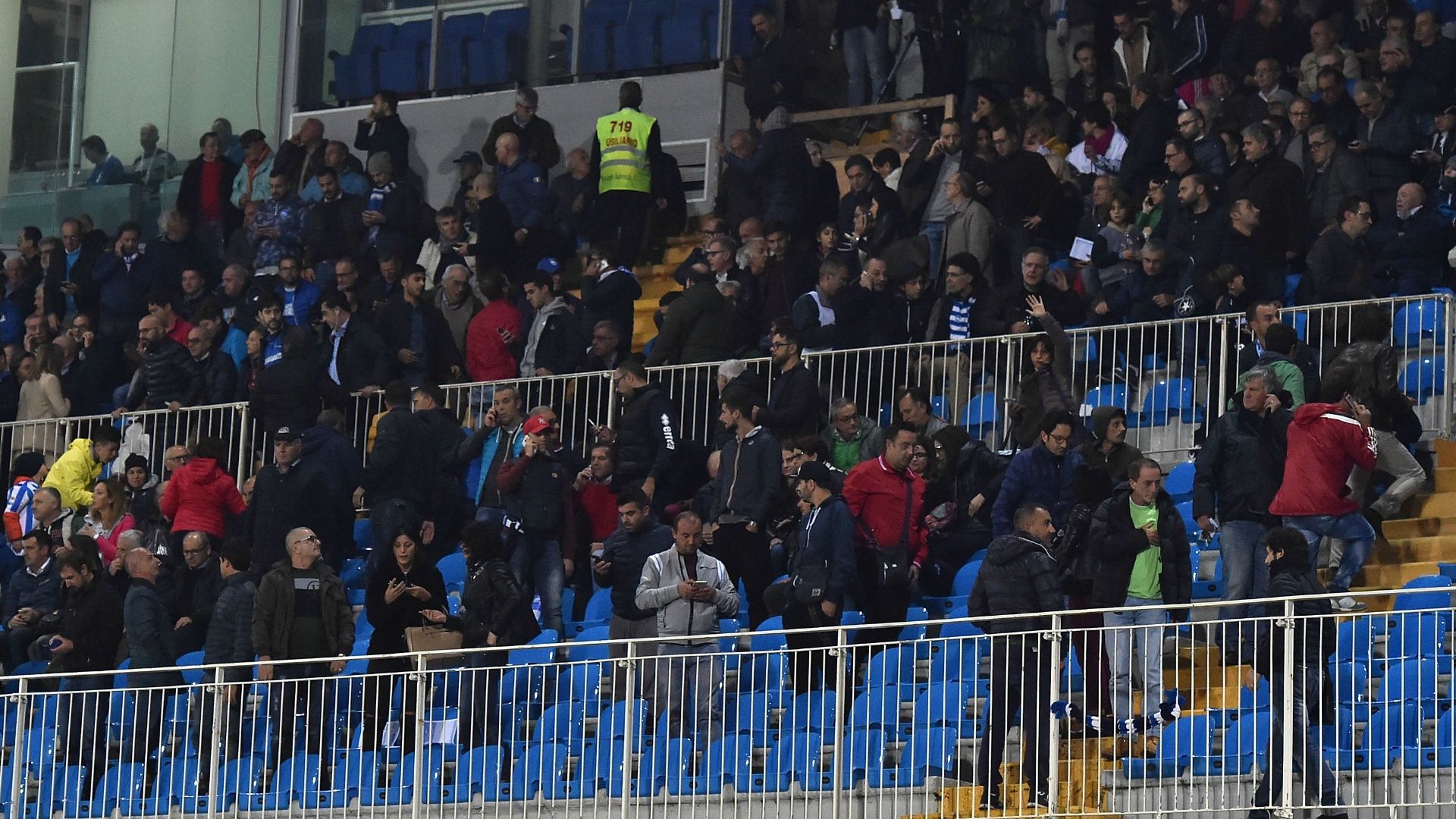 Pescara Atalanta Serie A Fans leave the stadium after the earthquake