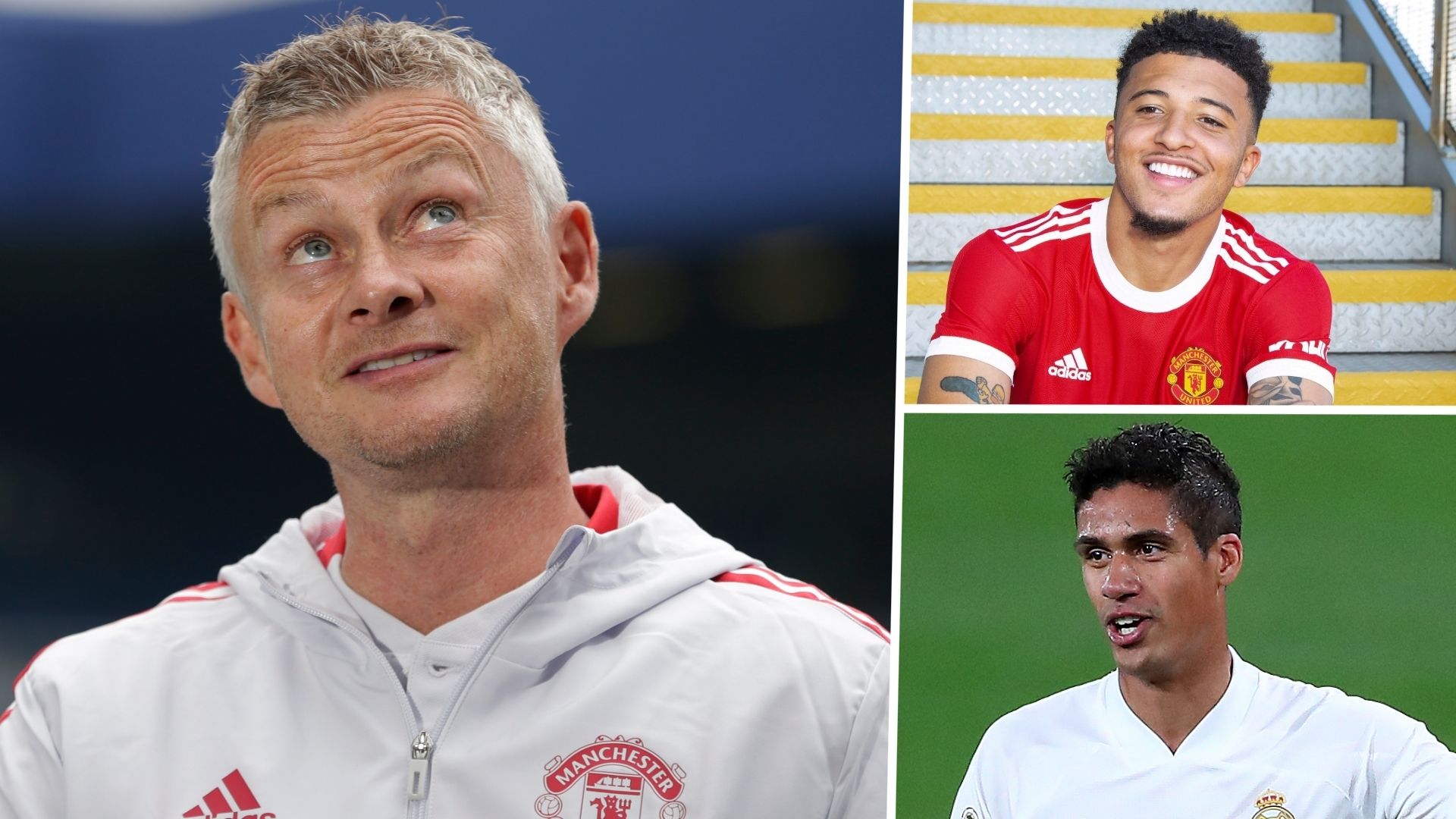 Solskjaer Sancho Varane Manchester United GFX