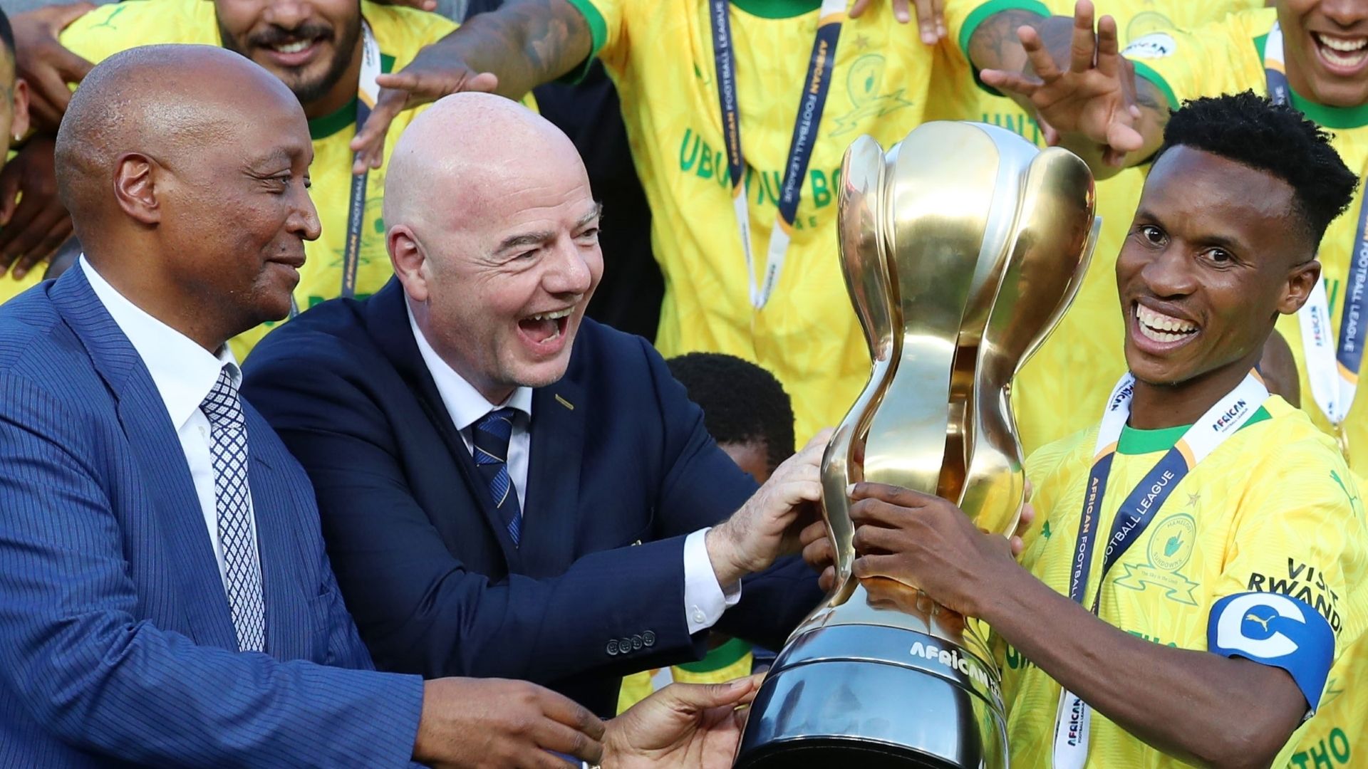 Patrice Motsepe, Gianni Infantino, Themba Zwane