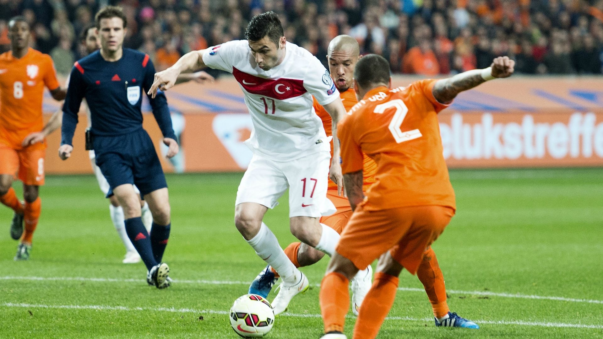 Burak Yilmaz Nigel de Jong Bruno Martins Indi Netherlands Turkey European Championship Qualifier 03282015