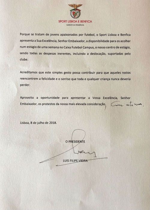 เบนฟิก้าเชิญหมูป่าร่วมซ้อม