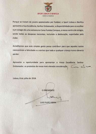 เบนฟิก้าเชิญหมูป่าร่วมซ้อม