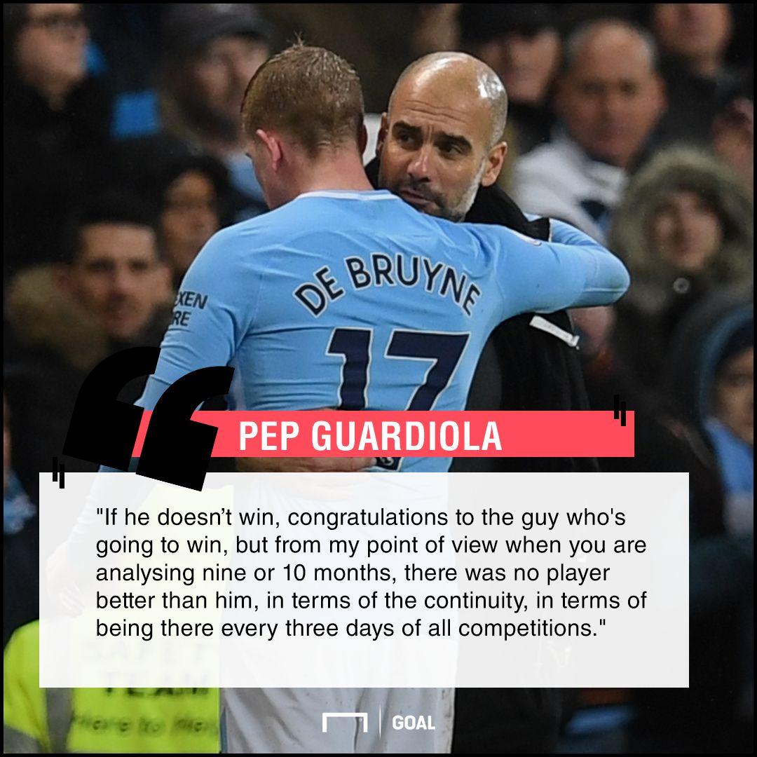 Pep Guardiola De Bruyne quote PFA