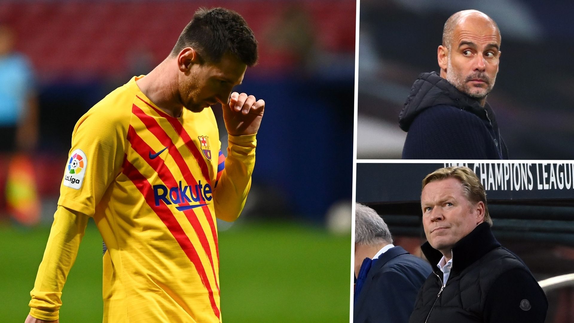 Lionel Messi Ronald Koeman Pep Guardiola Barcelona GFX