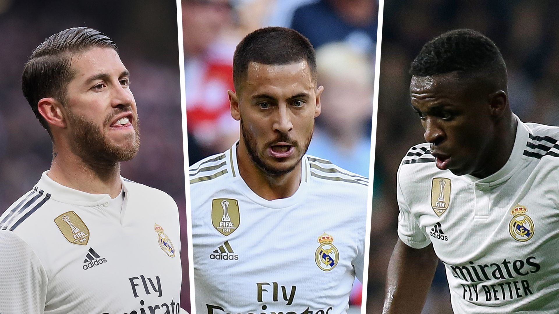Sergio Ramos, Eden Hazard, Vinicius Jr