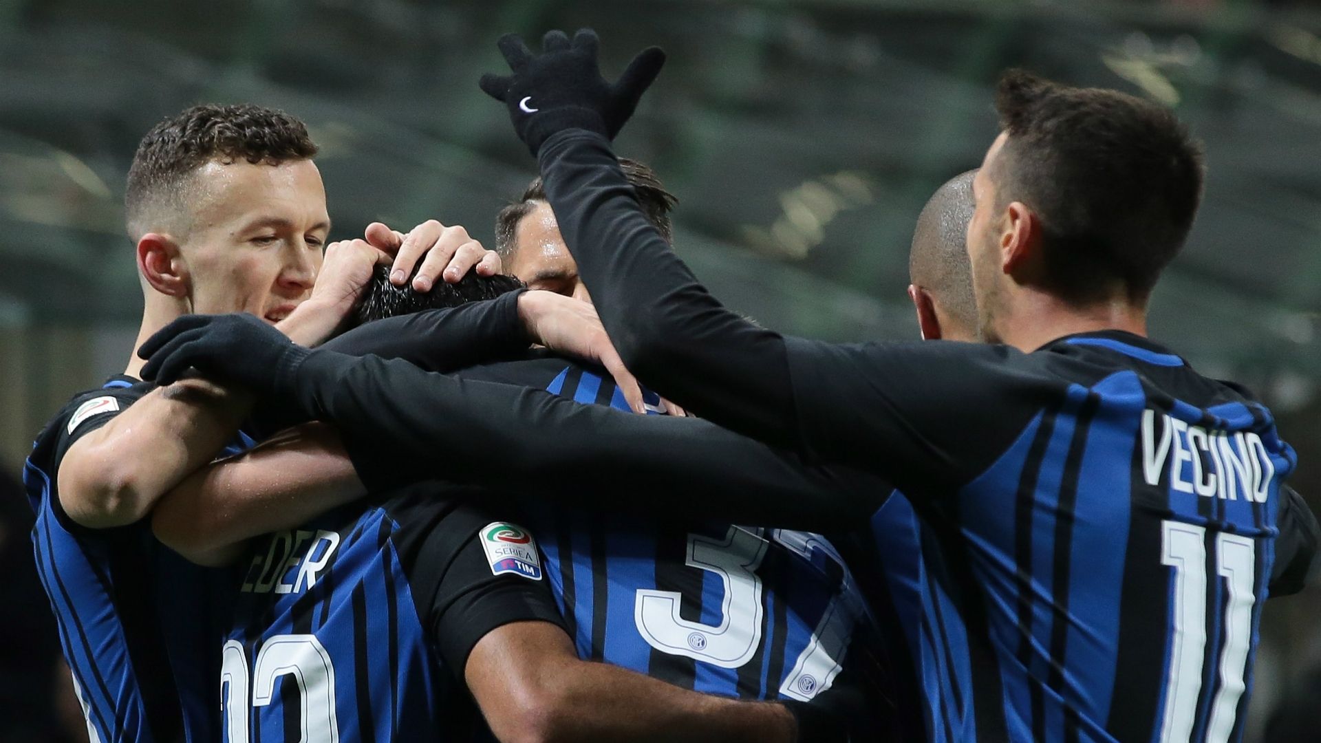 Inter celebrating Inter Crotone Serie A