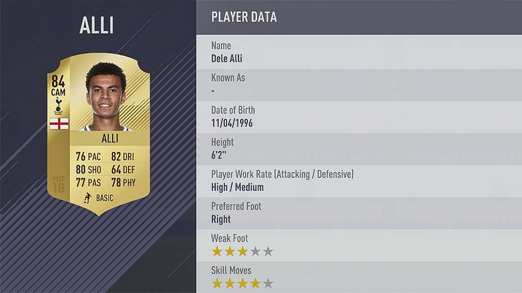 FIFA 18 rating Dele Alli