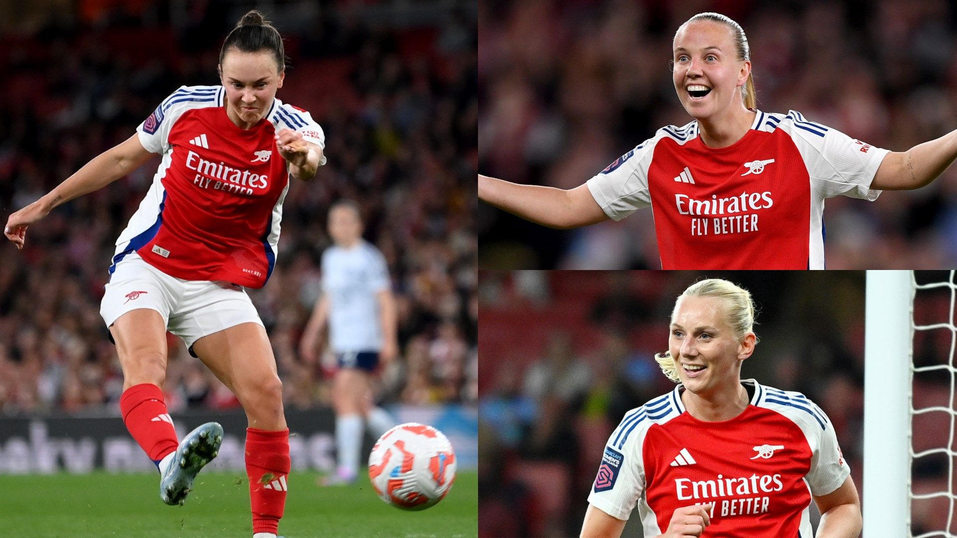 Caitlin Foord Beth Mead Stina Blackstenius Arsenal Leiceser composite
