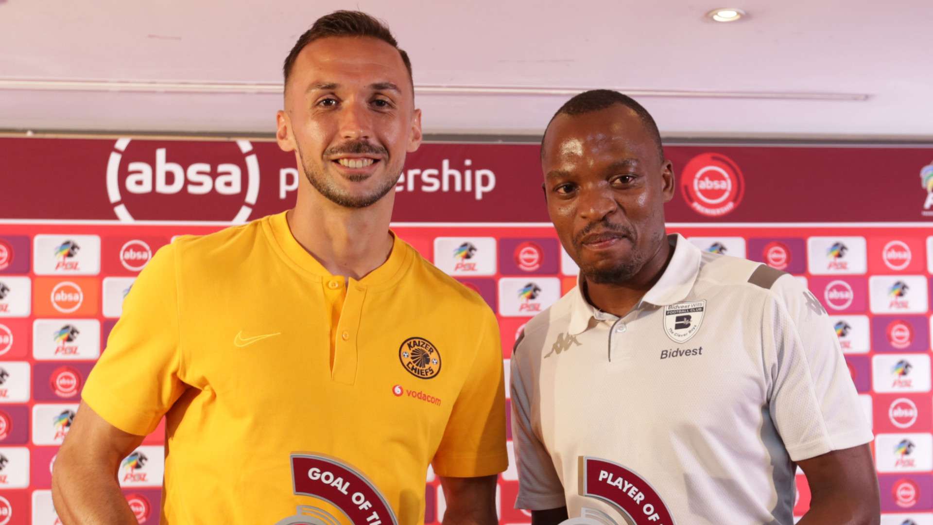 Samir Nurkovic of Kaizer Chiefs won Goal of Month and Gift Motupa of Bidvest Wits, January 2020