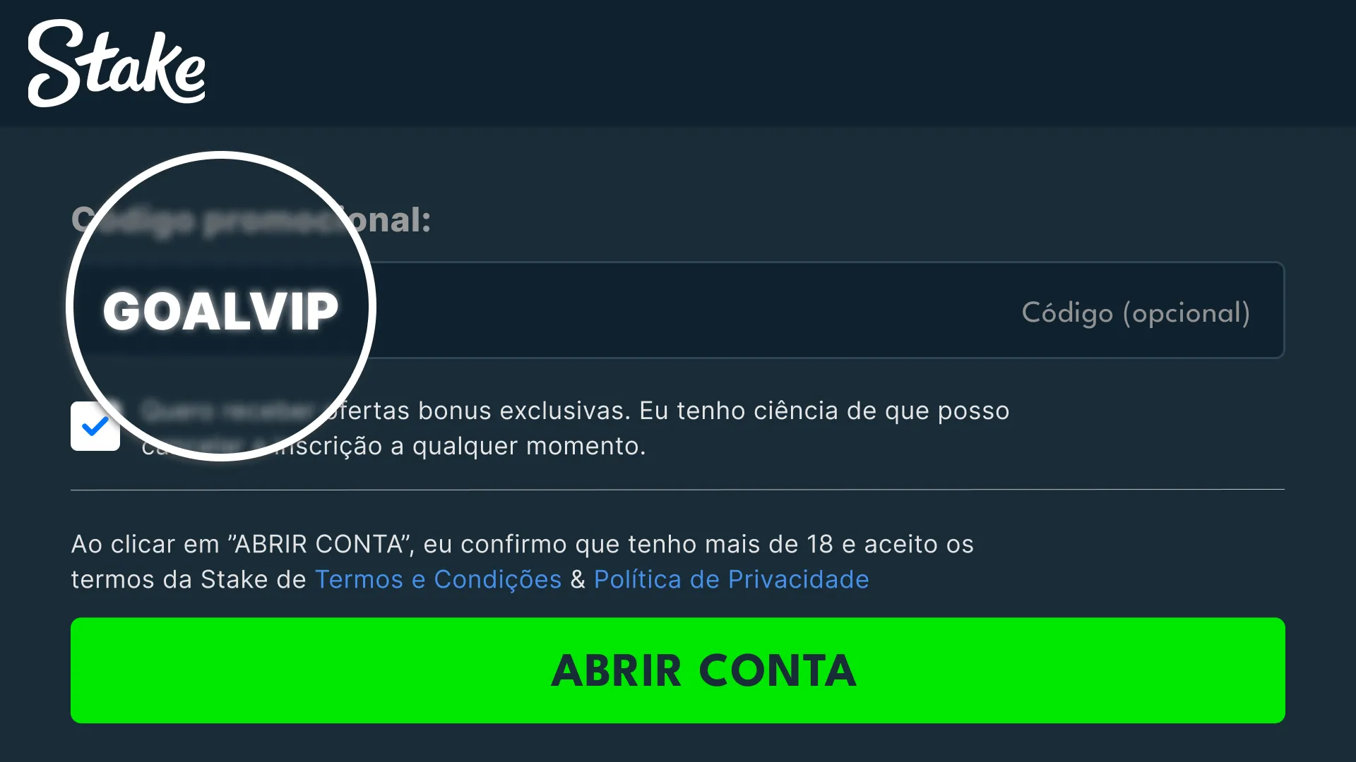 Stake bonus promo kode visuel