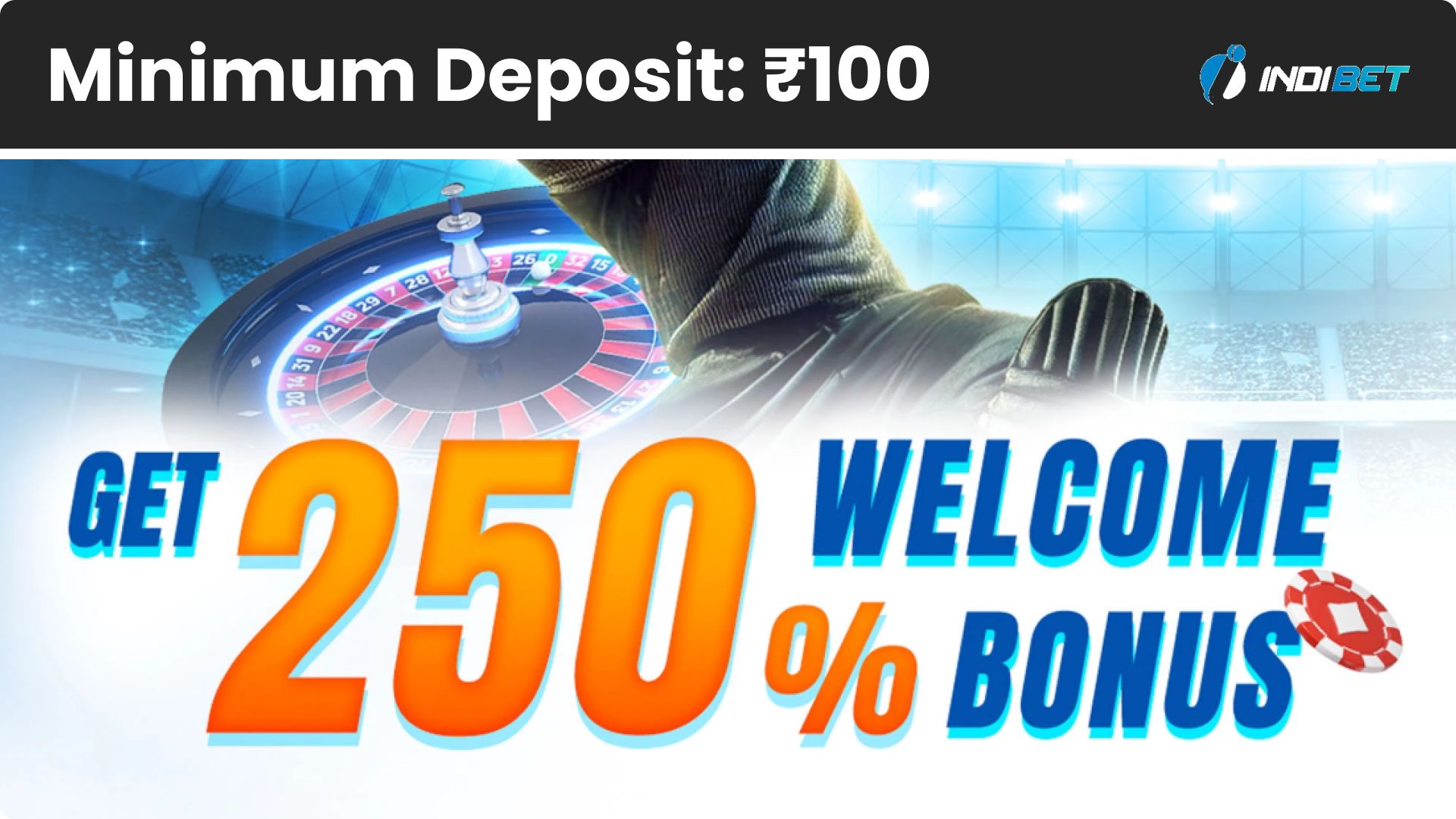 Indibet Welcome Bonus Banner With Minimum Deposit