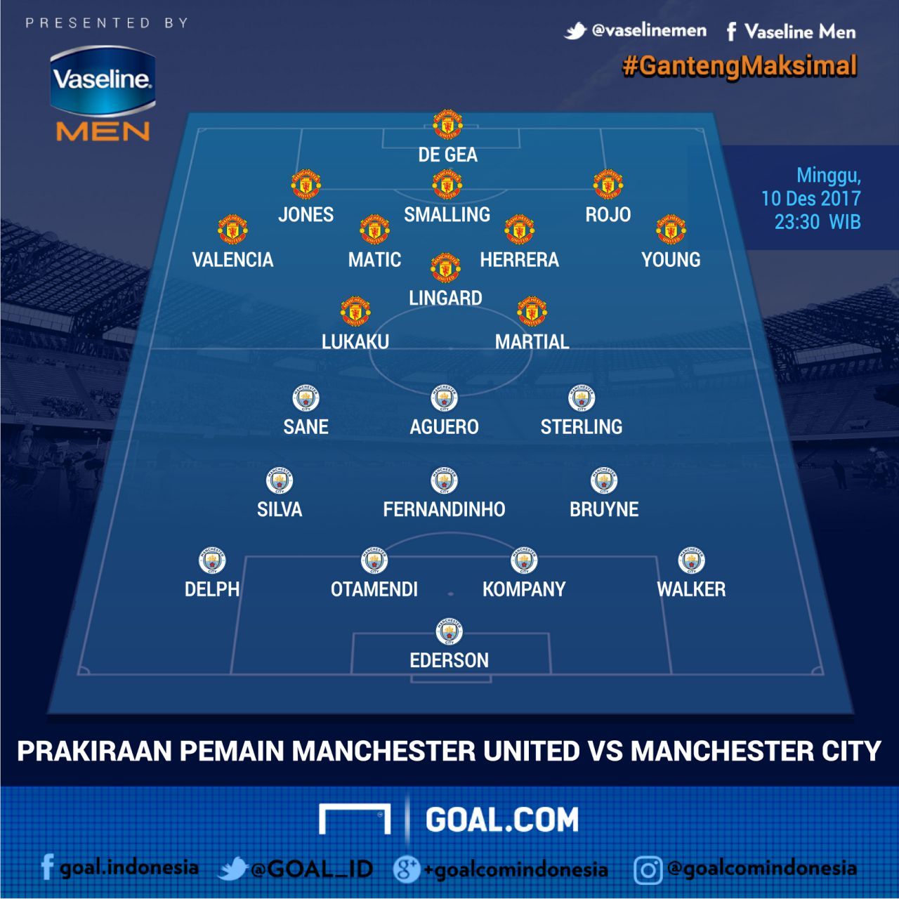 Line Up Vaseline - Manchester United vs Manchester City