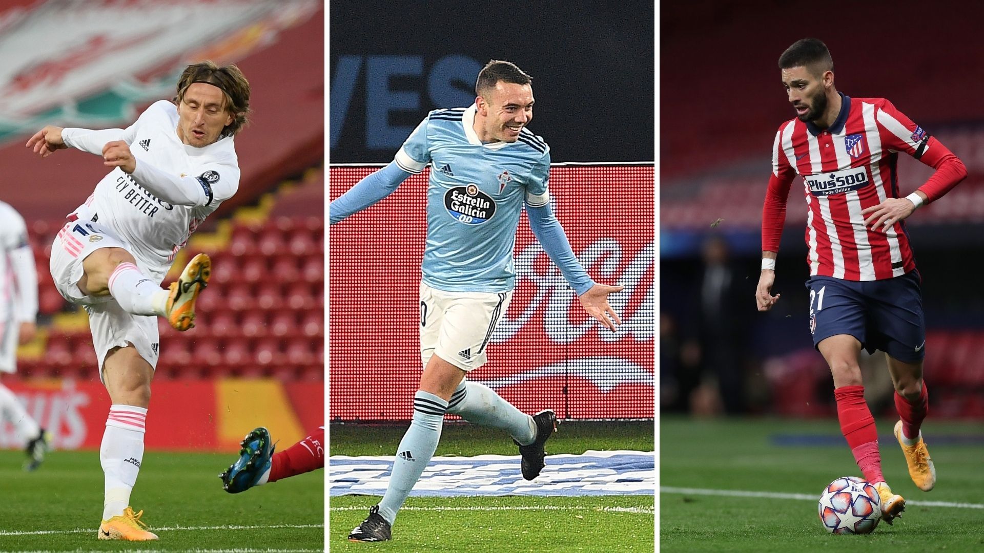 Modric, Aspas y Carrasco (Real Madrid, Celta y Atlético de Madrid)