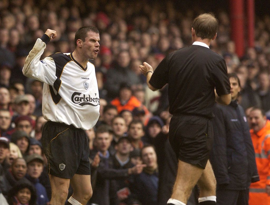 Jamie Carragher red card coin throwing Jamie Carragher – Liverpool vs. Arsenal, 2002