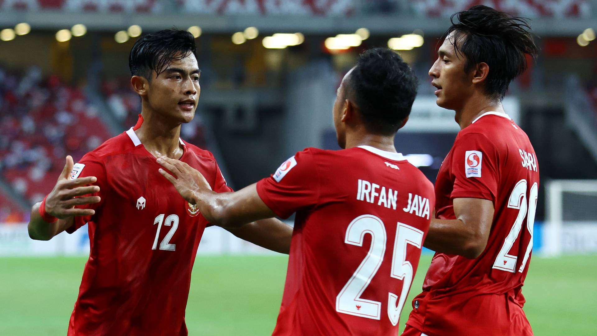 Selebrasi Pratama Arhan Irfan Jaya Hanis Saghara Indonesia vs Singapura AFF Suzuki Cup 2020