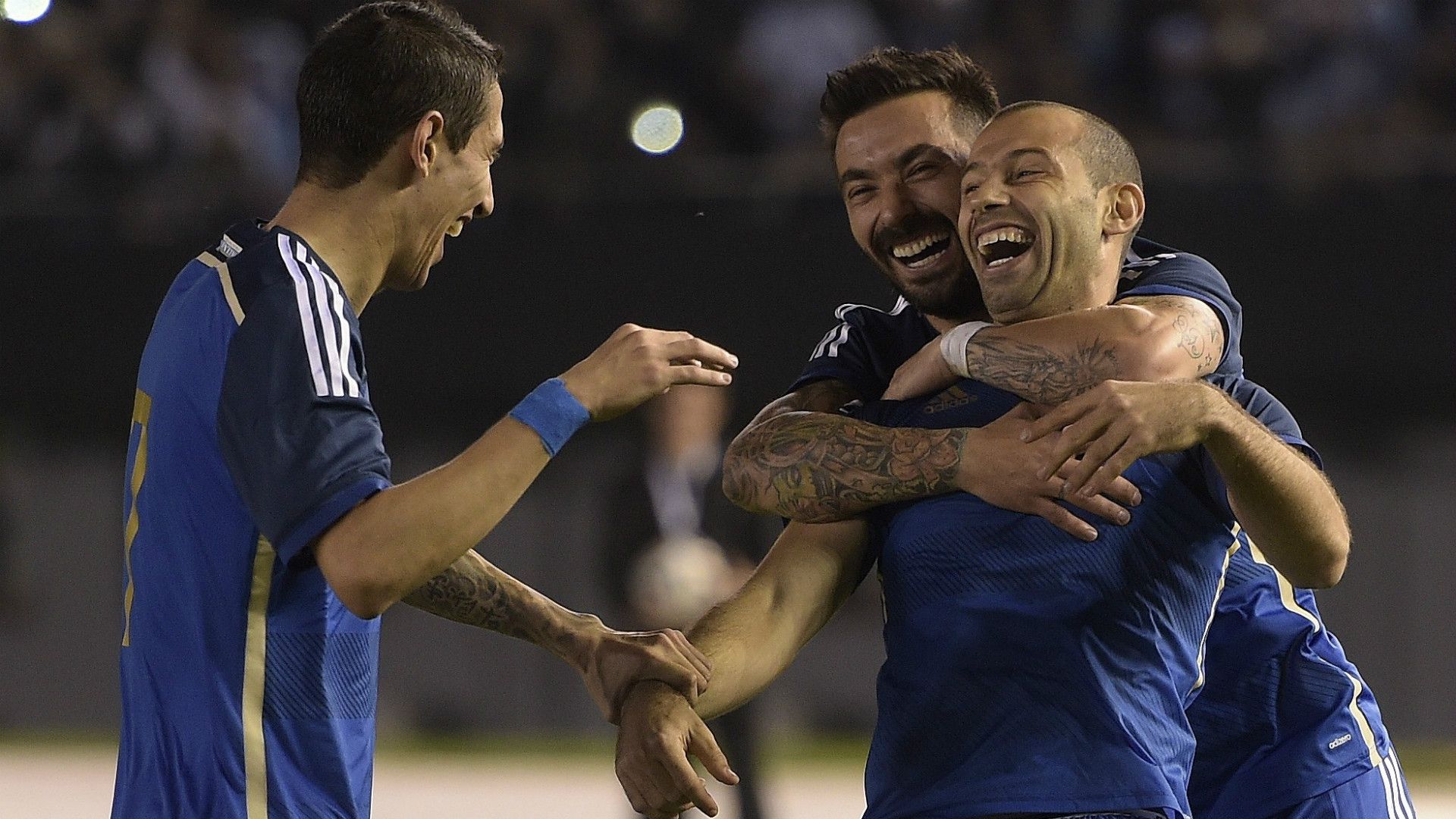Angel Di Maria Ezequiel Lavezzi Javier Mascherano Argentina Trinidad y Tobago