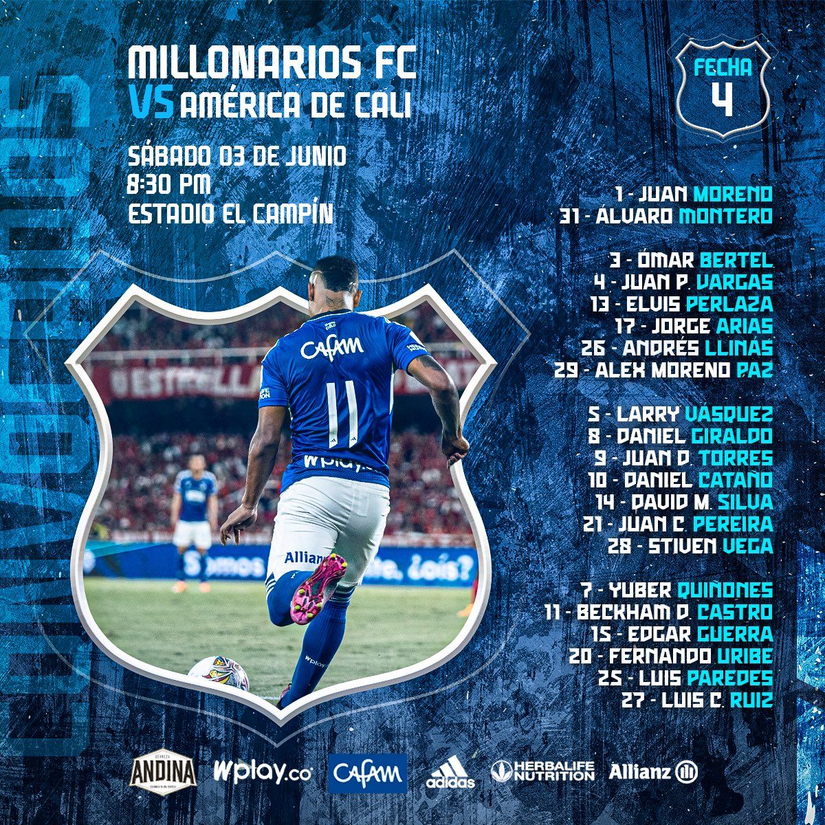 Convocados Millonarios Fecha 24 Liga BetPlay 2023