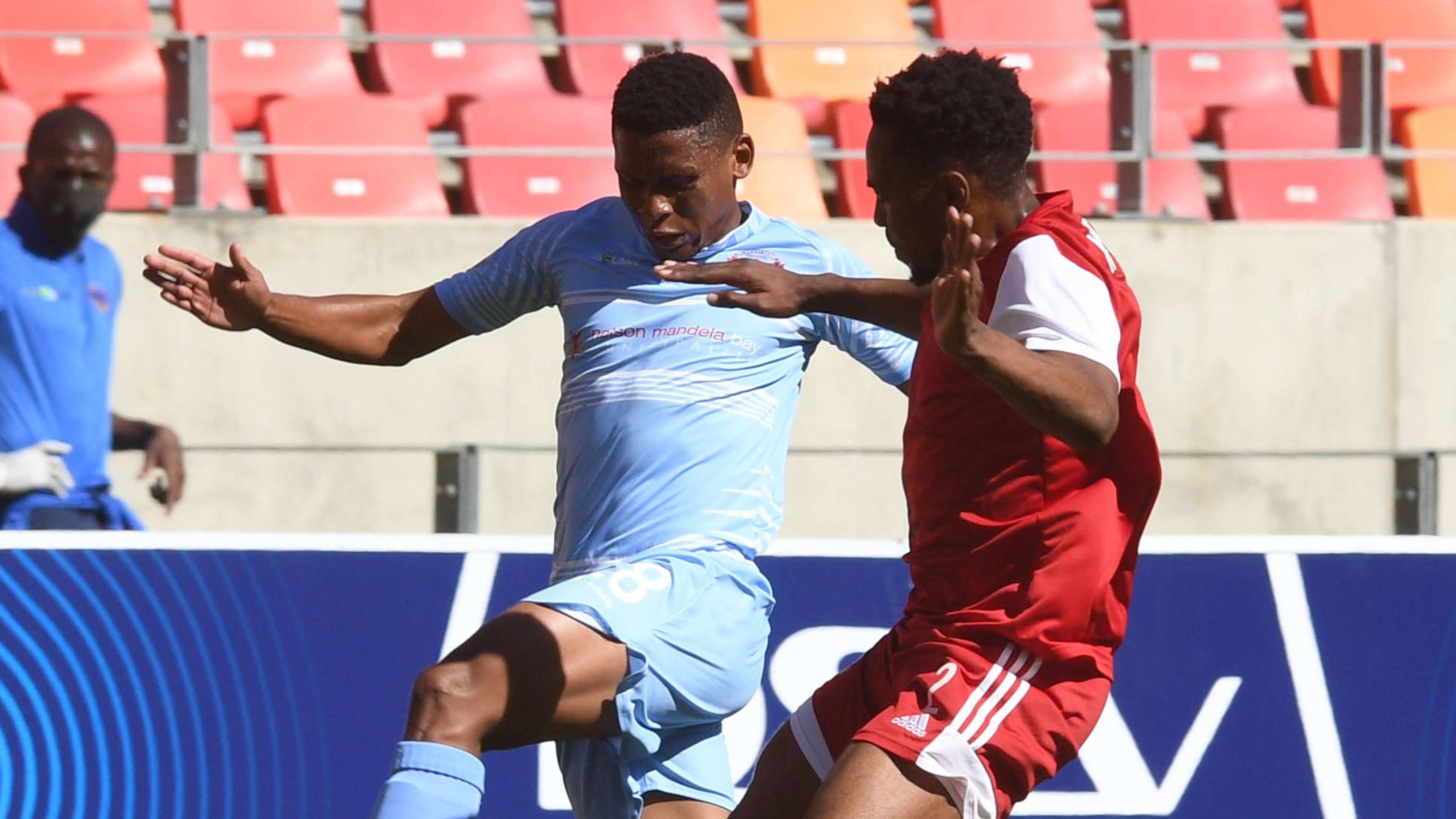 Ayanda Nkili of Tshakuma Madzivhandila FC tackles Thabiso Lebitso of Chippa United, November 2020