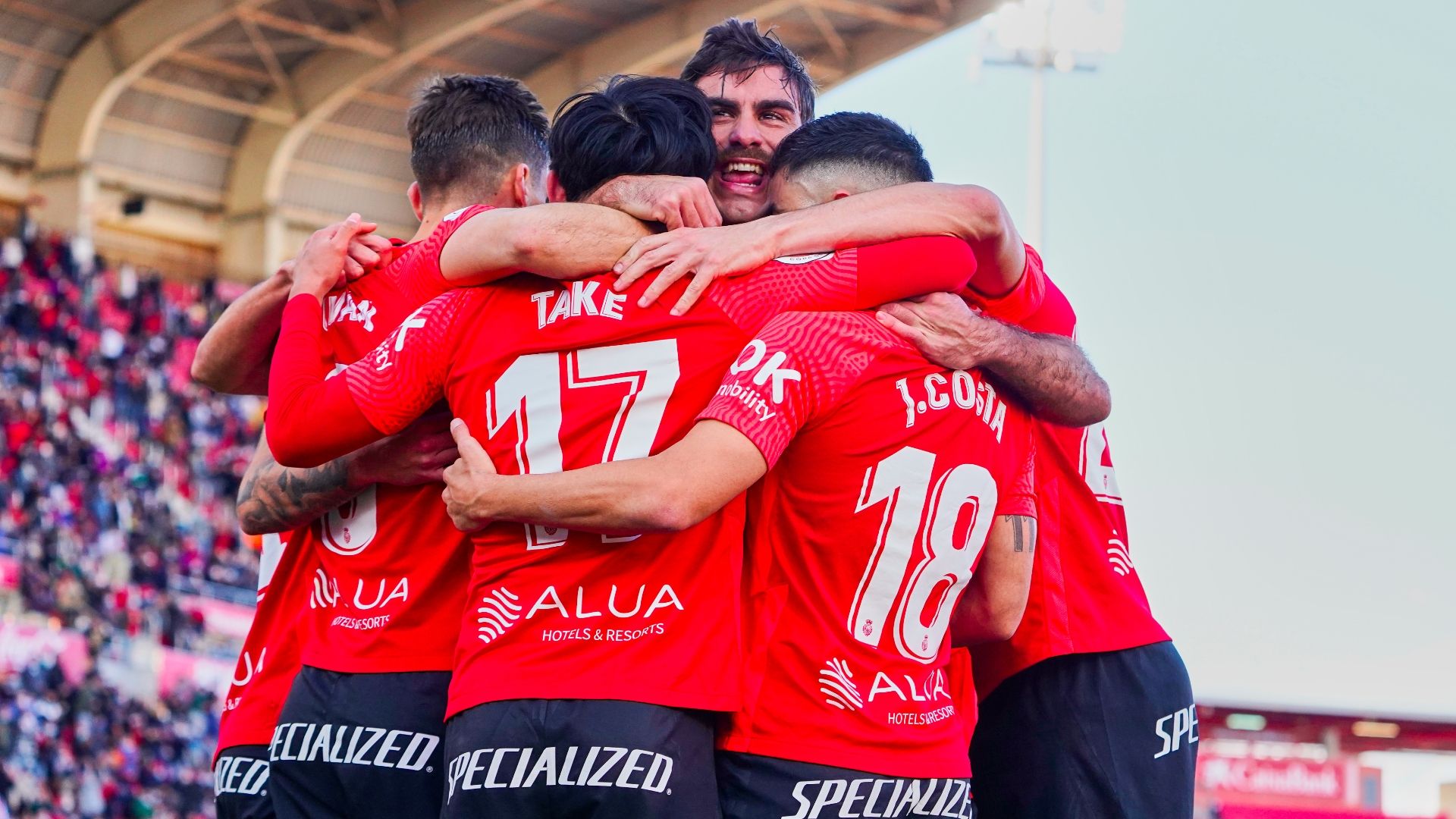 El Mallorca celebra un gol ante el Espanyol