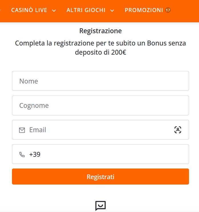 modulo registrazione betsson