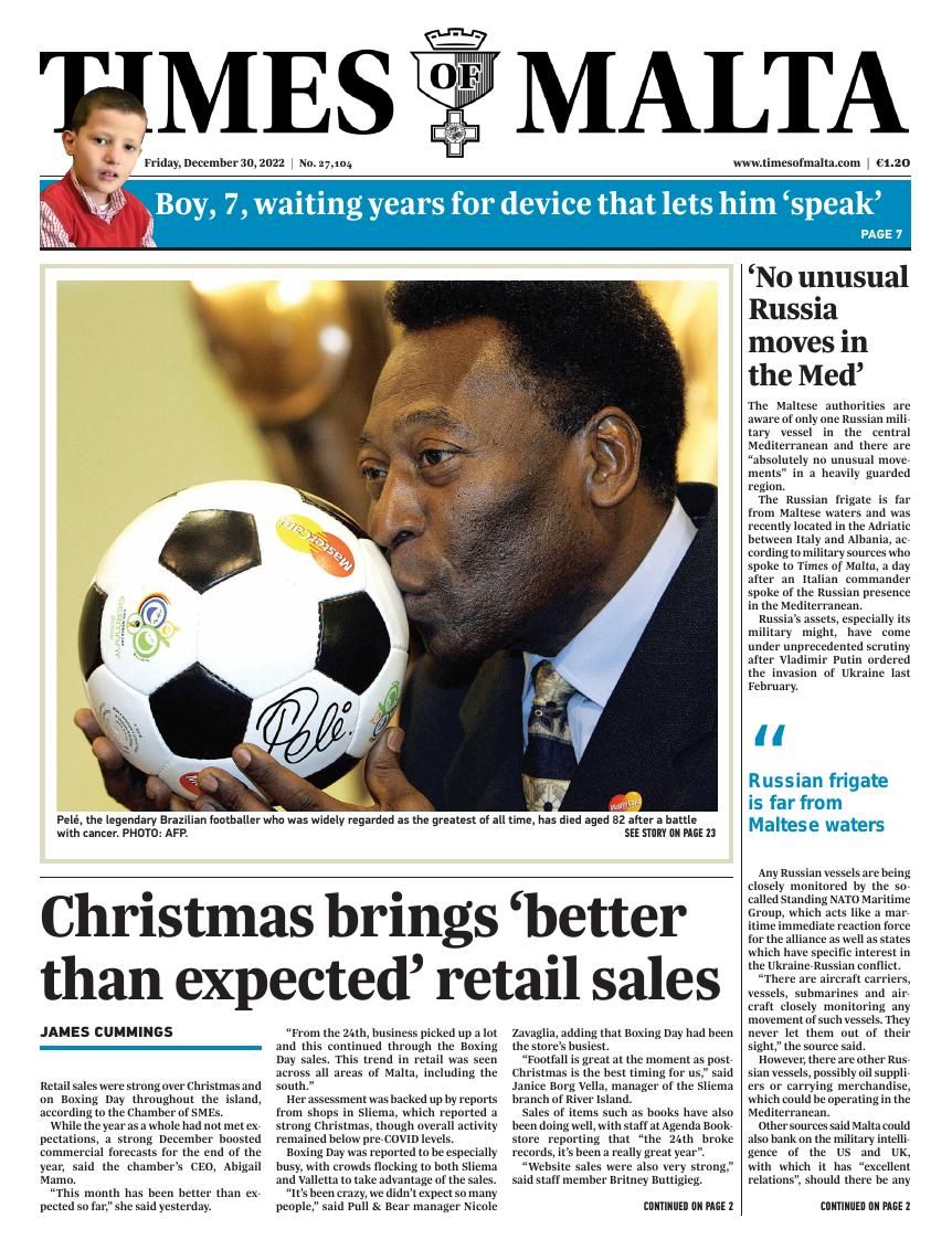 Capa Times of Malta Pelé