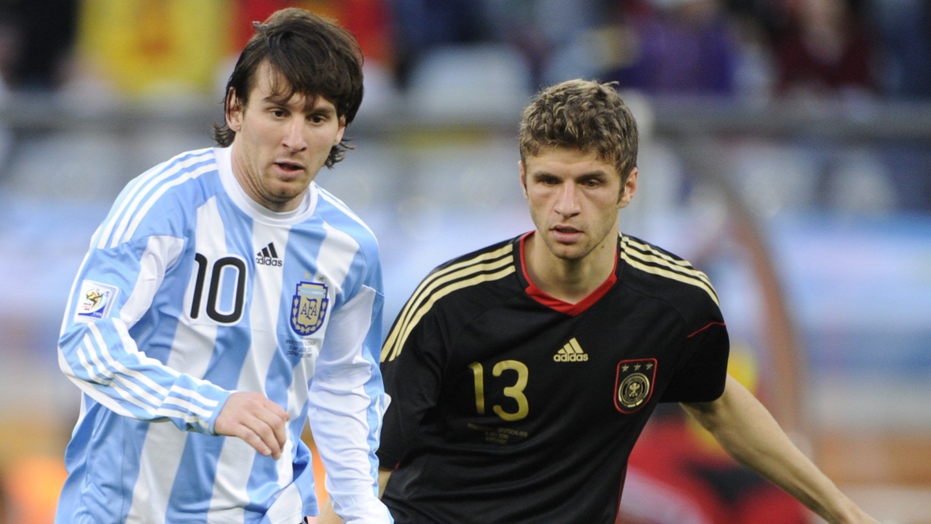 Lionel Messi Thomas Muller Argentina Germany WC 2010