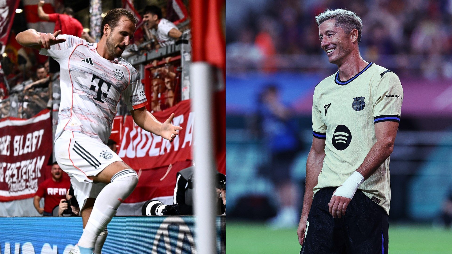 GOAL%20-%20Multiple%20Images%20-%202%20Split%20-%20Facebook(27) Harry Kane 'open' to replacing Robert Lewandowski at Barcelona as sensational report claims Bayern Munich striker is eyeing 'new experience' in 2026