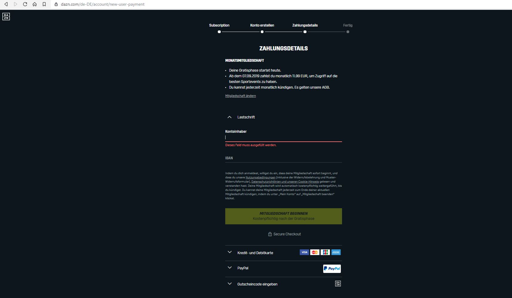 DAZN anmelden Login #