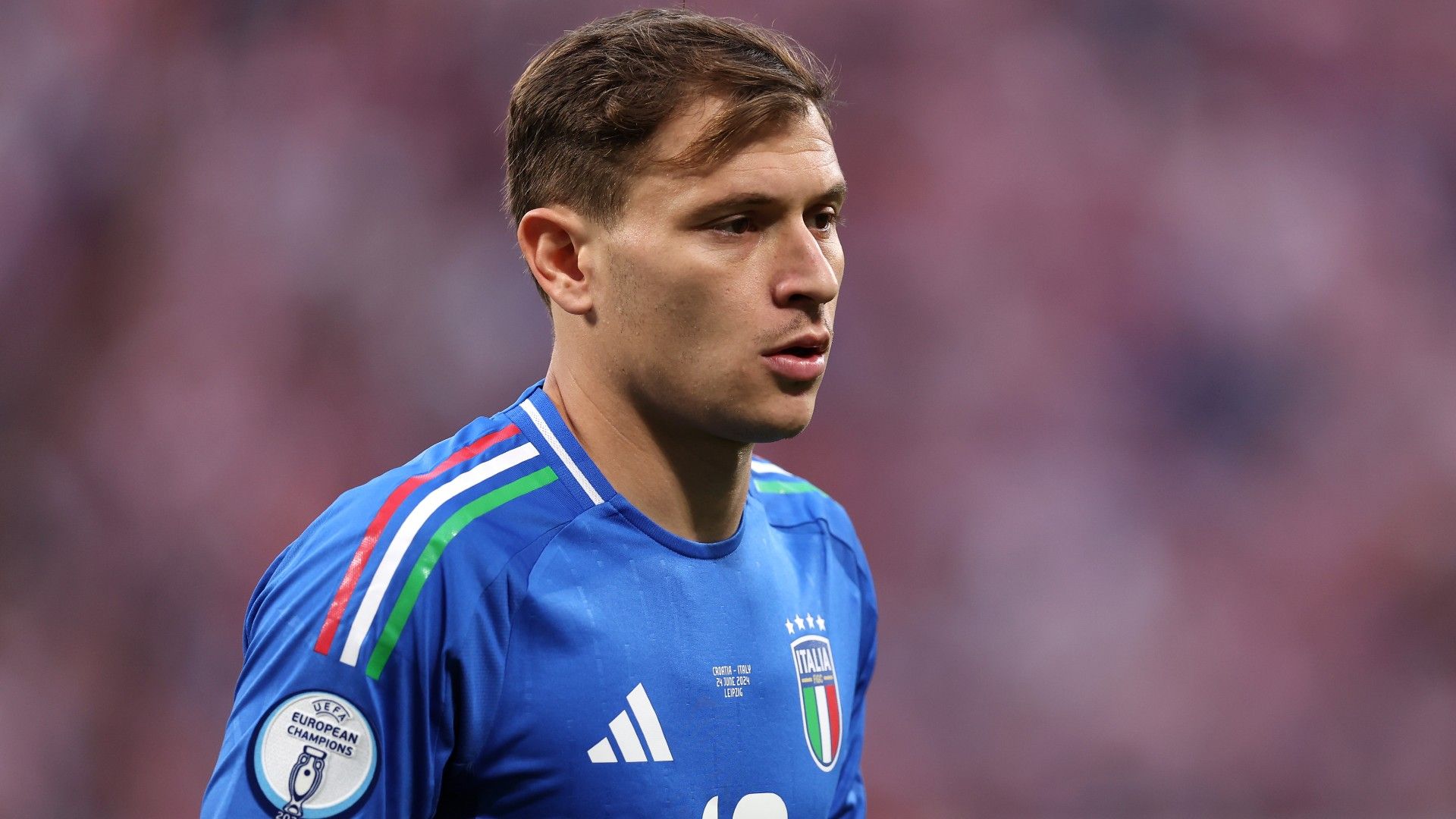 Nicolo Barella of Italy looks