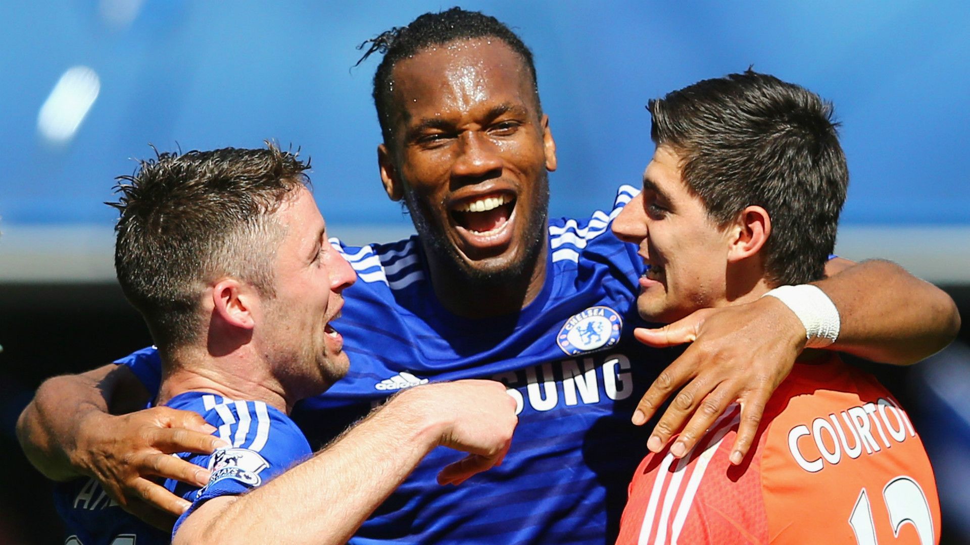 Gary Cahill Didier Drogba Thibaut Courtois Chelsea Premier League