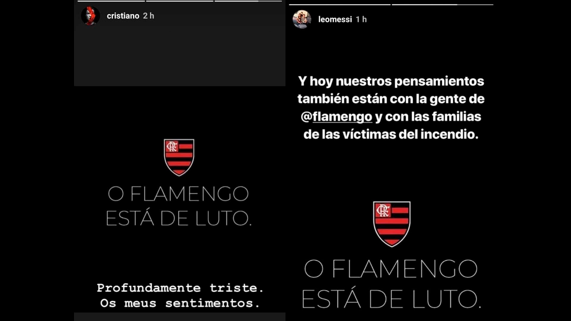 Messi e Cristiano Ronaldo post CT Flamengo incêndio  08 02 19