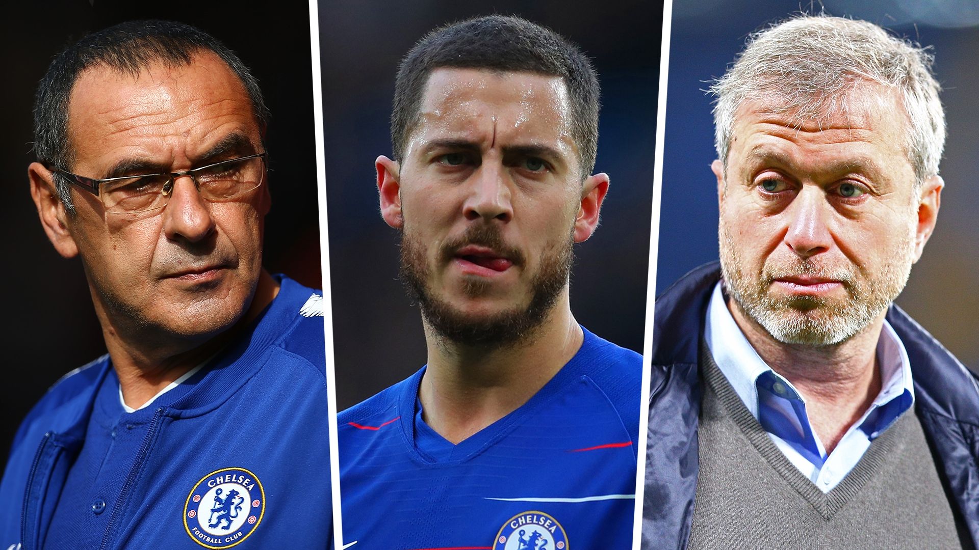 Maurizio Sarri Eden Hazard Roman Abramovich Chelsea