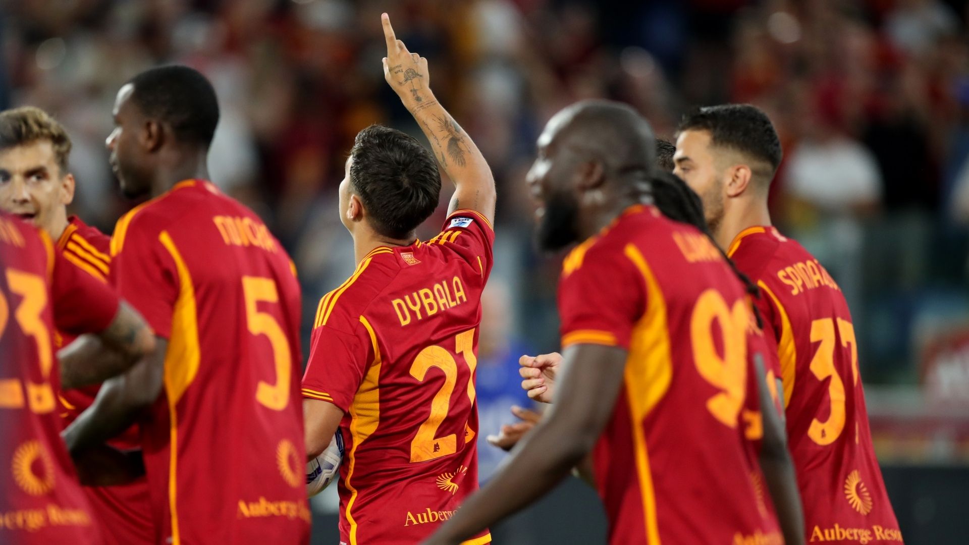 Roma celebrates goal against Empoli Serie A