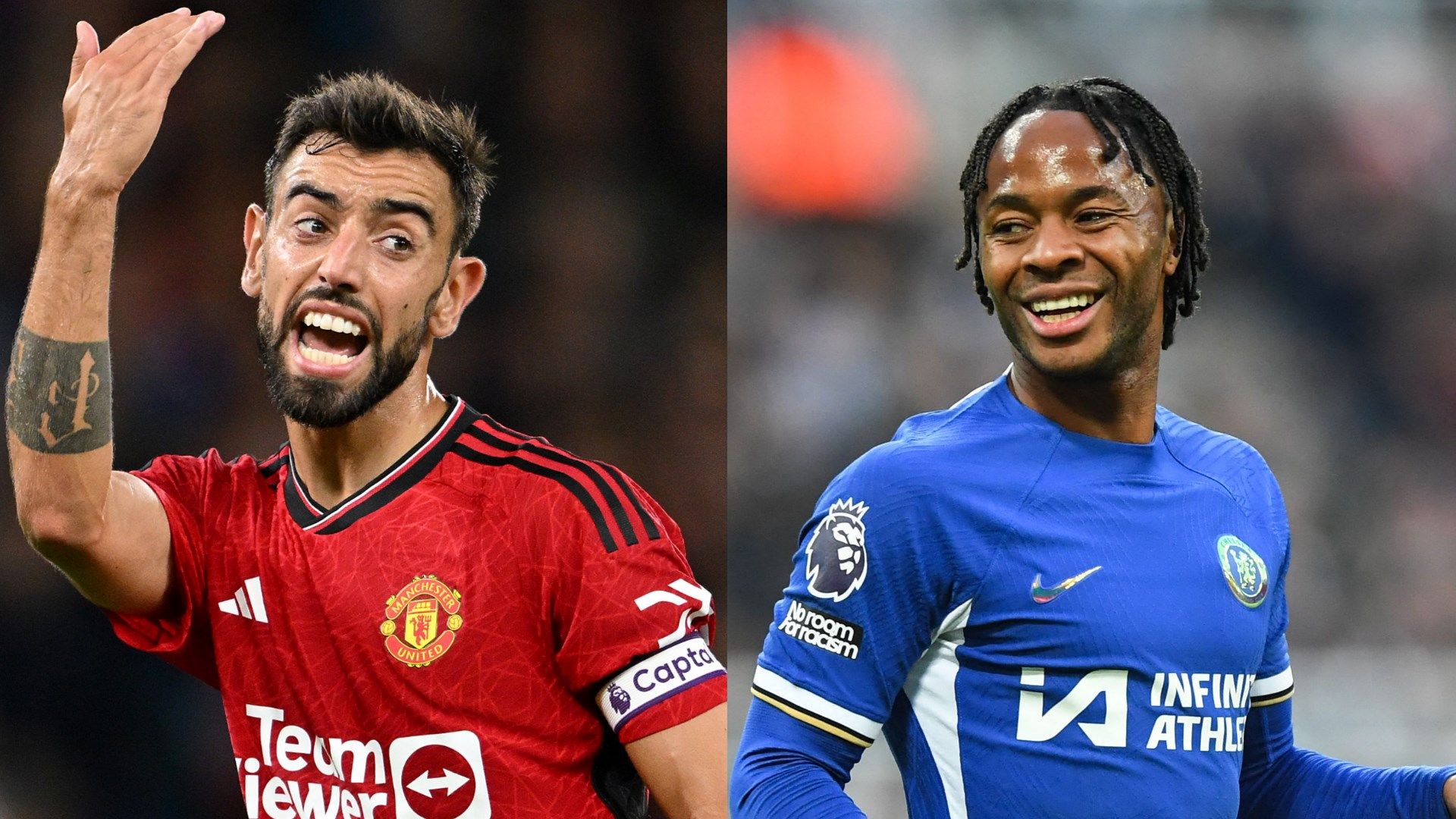 Bruno Fernandes Raheem Sterling Man Utd Chelsea 2023-24