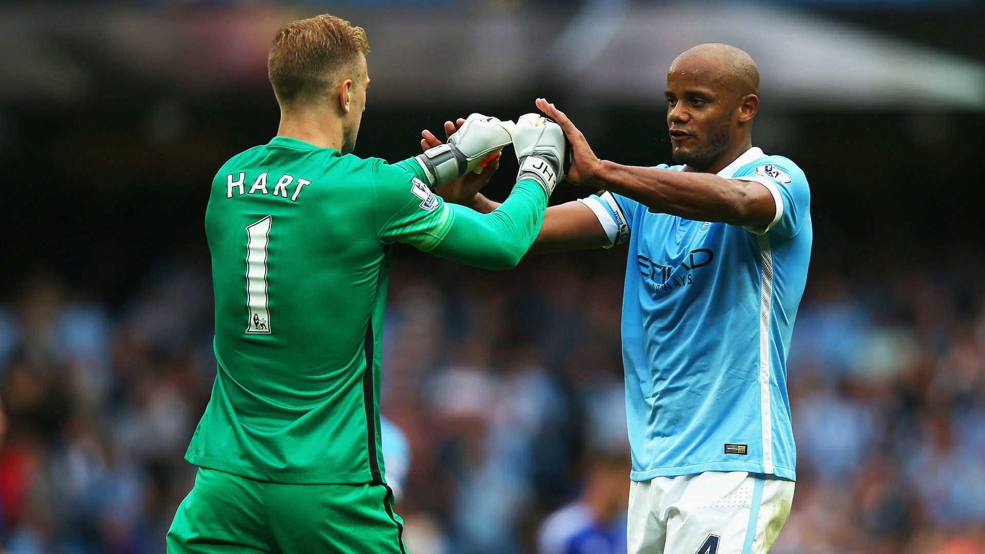 Vincent Kompany Joe Hart Manchester City 16082015