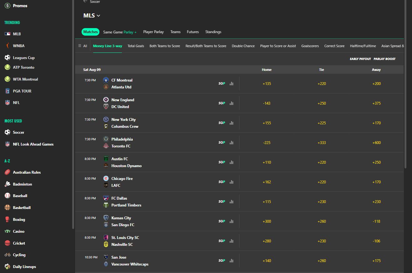 bet365 mls betting