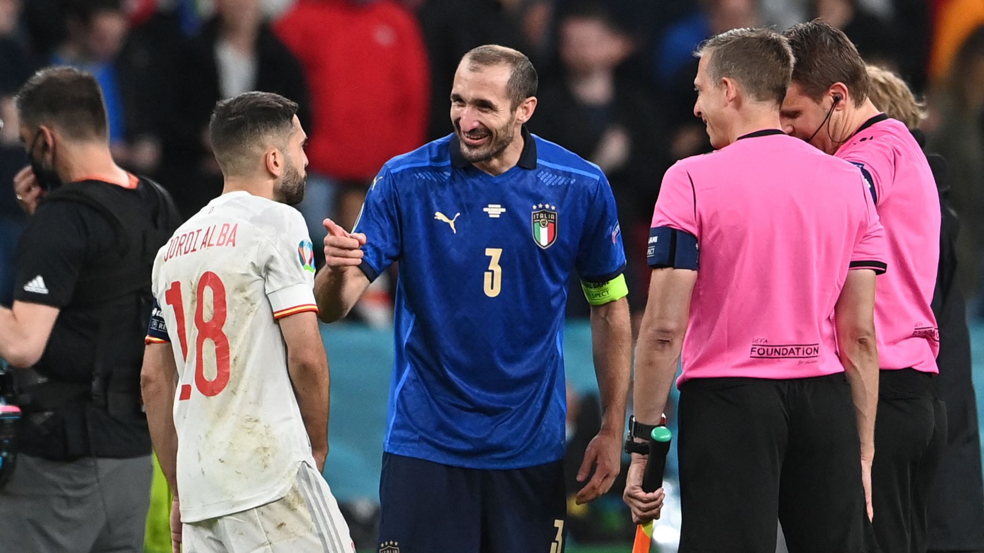 Giorgio Chiellini Jordi Alba Italy Spain Euro 2020